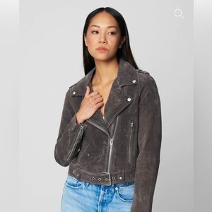 Blank NYC Leather Moto Jacket (Color Slate Gray, Size M)